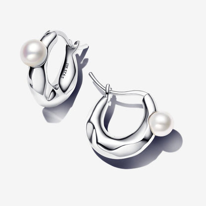 Cultured pearls and Organically Shaped Earrings Sterling silver