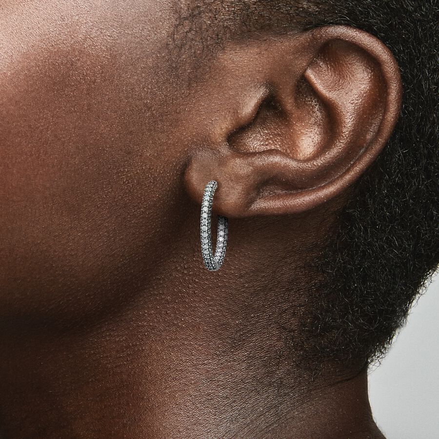 Timeless Pavé Single-row Hoop Earrings
