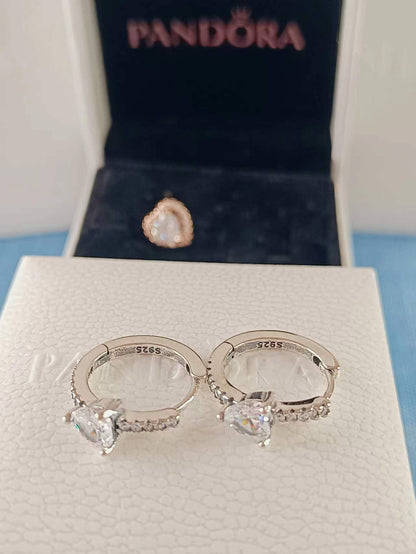 Sparkling Heart Hoop Earrings