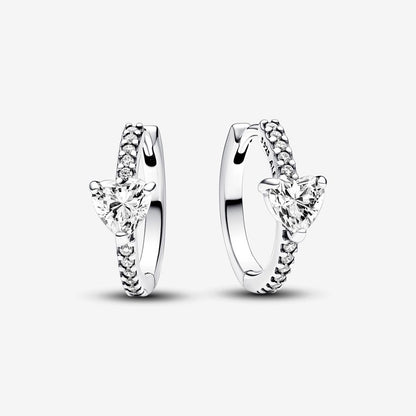Sparkling Heart Hoop Earrings
