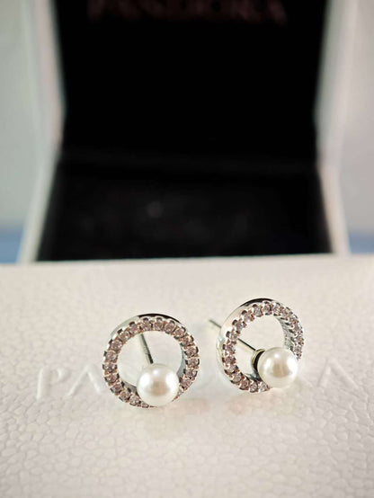 Treated Freshwater Cultured Pearl & Pavé Halo Stud Earrings