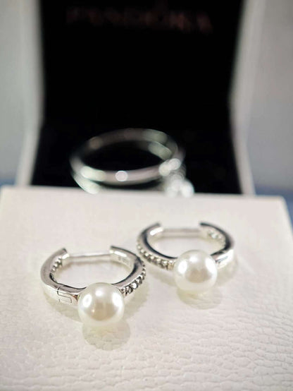 Treated Freshwater Cultured Pearl & Pavé Hoop Earrings