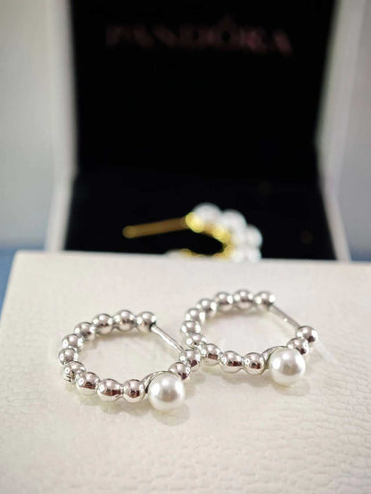 Treated Freshwater Cultured Pearl & Beads Hoop Earrings