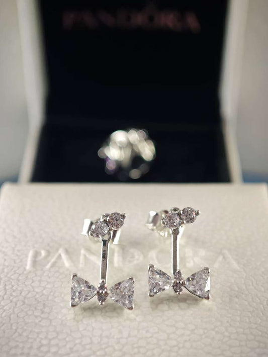 Sparkling Bow Drop Earrings