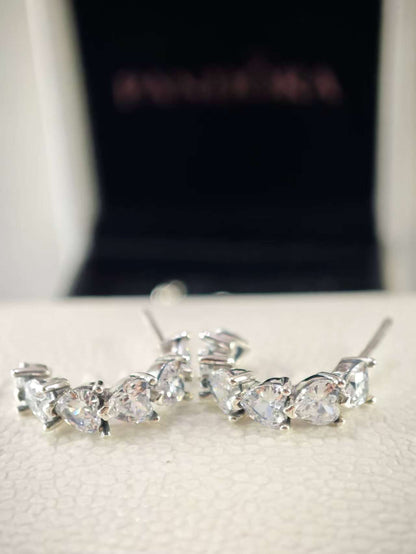 Sparkling Hearts Open Hoop Earrings