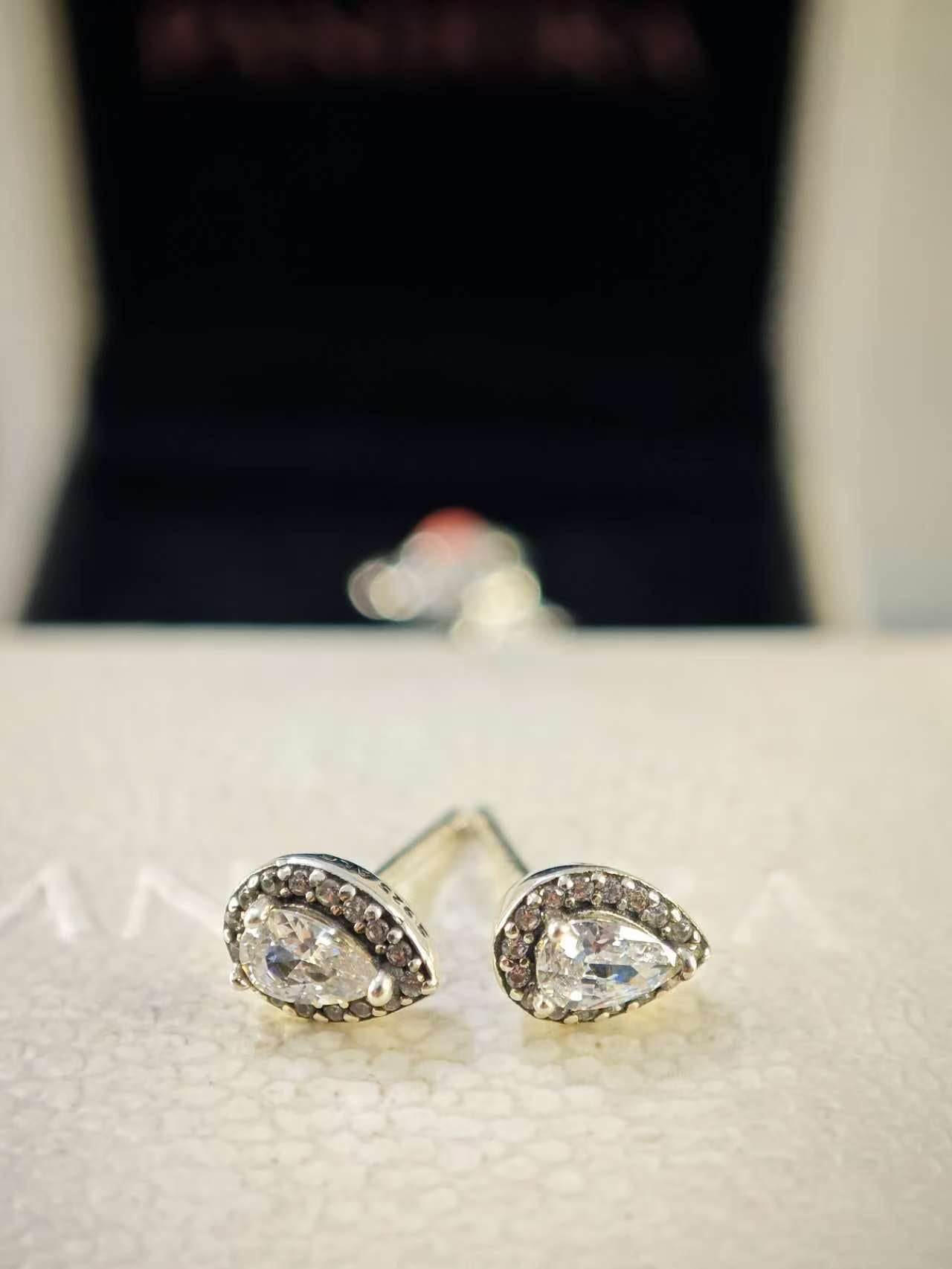 Sparkling Teardrop Halo Stud Earrings