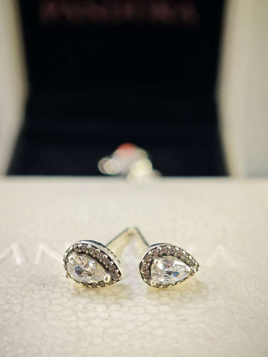 Sparkling Teardrop Halo Stud Earrings