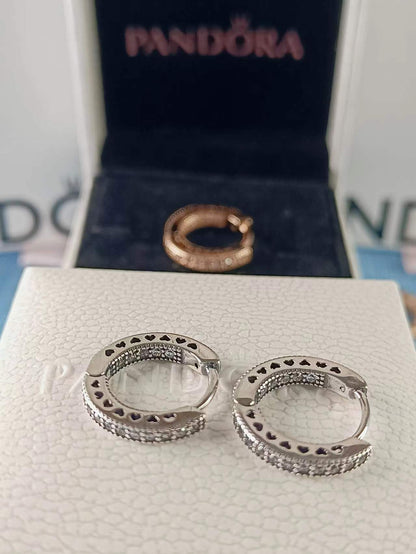 Pavé Heart Hoop Earrings