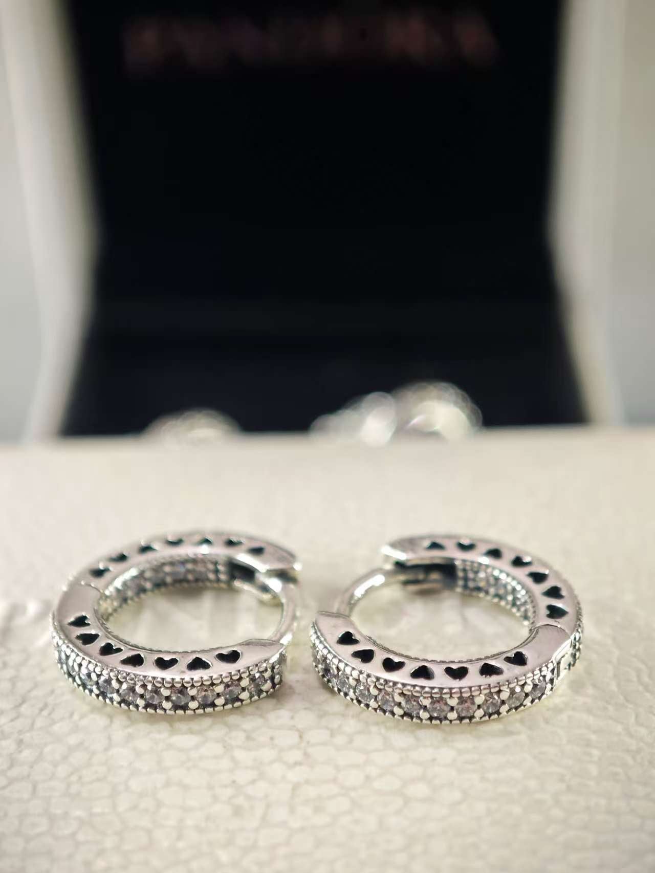Pavé Heart Hoop Earrings