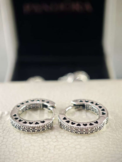 Pavé Heart Hoop Earrings