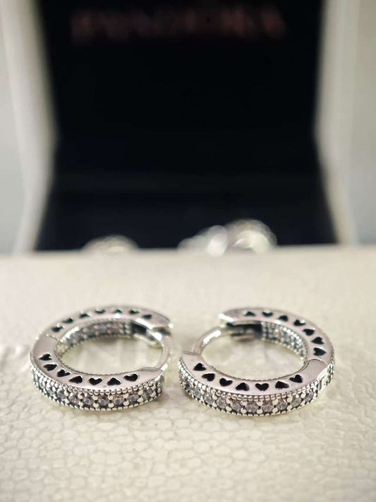 Pavé Heart Hoop Earrings