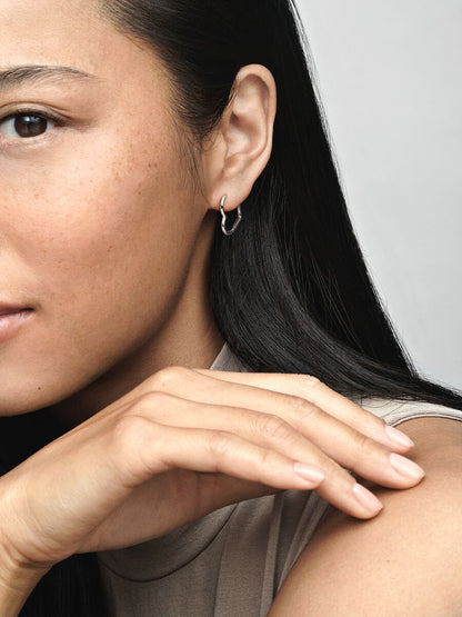 Small Asymmetrical Heart Hoop Earrings