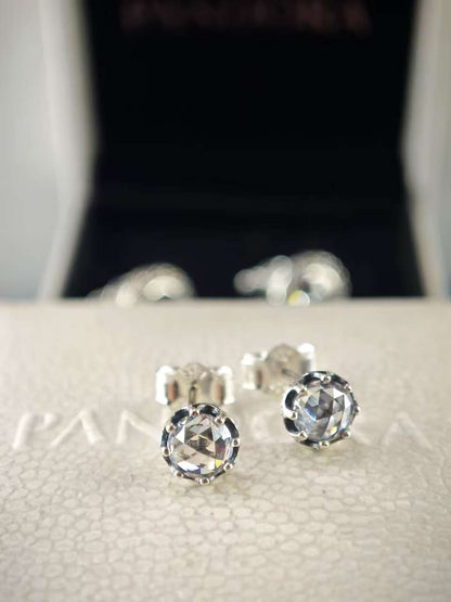Clear Sparkling Crown Stud Earrings