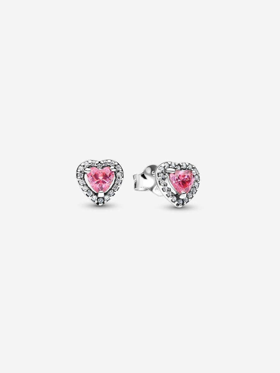 Elevated Pink Heart Stud Earrings Sterling silver