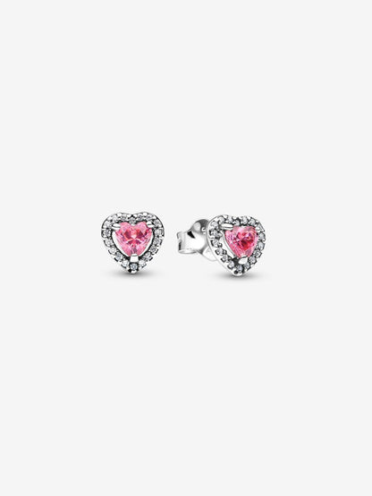 Elevated Pink Heart Stud Earrings Sterling silver