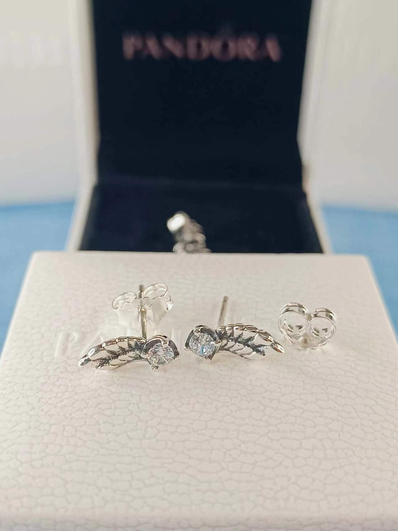Sparkling Angel Wing Stud Earrings