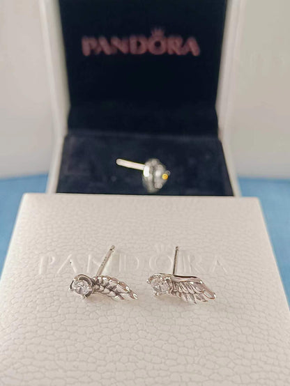 Sparkling Angel Wing Stud Earrings