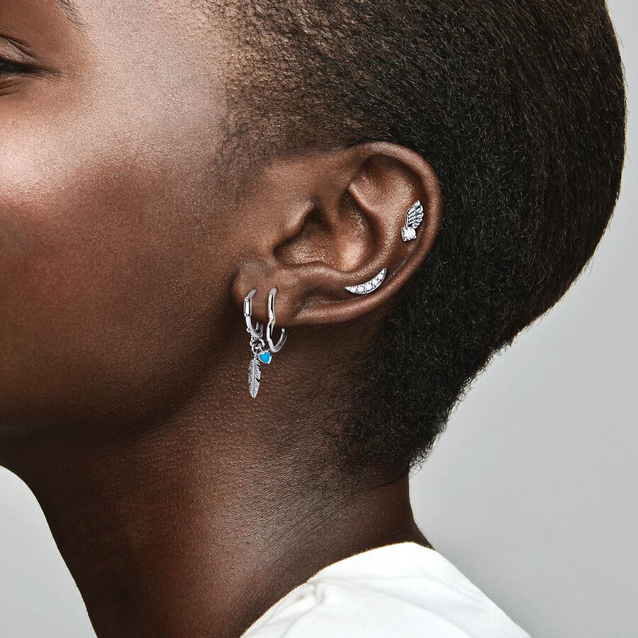 Sparkling Angel Wing Stud Earrings