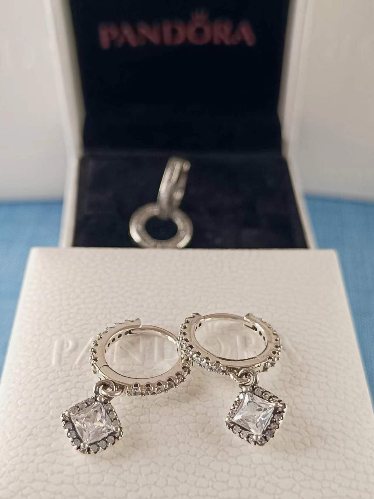 Square Sparkle Hoop Earrings