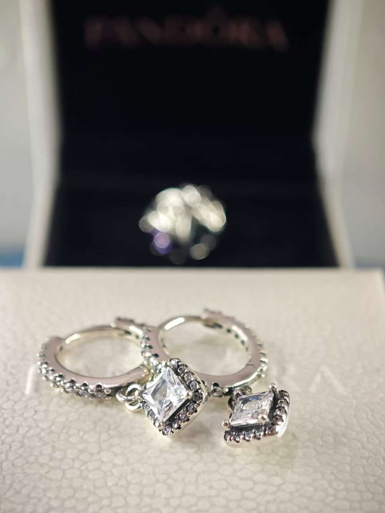 Square Sparkle Hoop Earrings