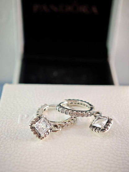 Square Sparkle Hoop Earrings