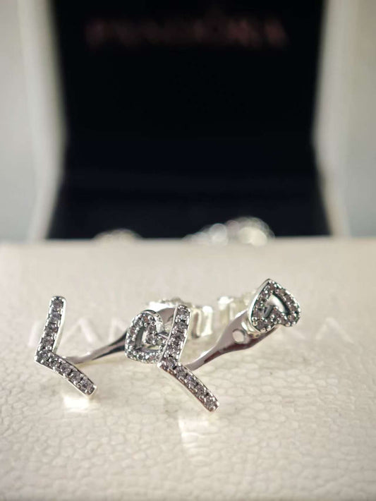 Sparkling Wishbone Heart Stud Earrings