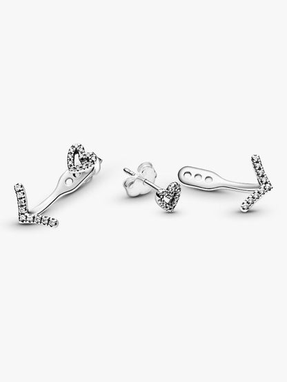Sparkling Wishbone Heart Stud Earrings