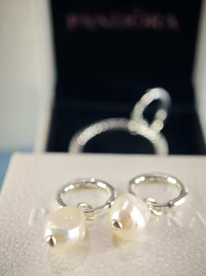 Treated Freshwater Cultured Baroque Pearl Hoop Earrings