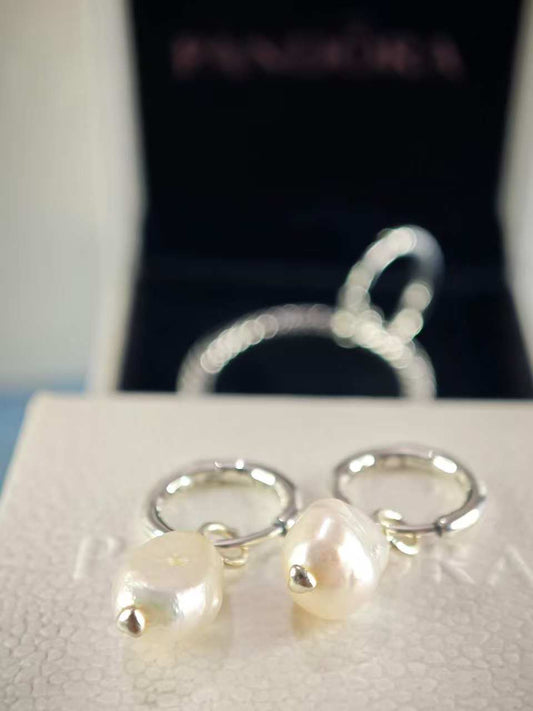 Treated Freshwater Cultured Baroque Pearl Hoop Earrings