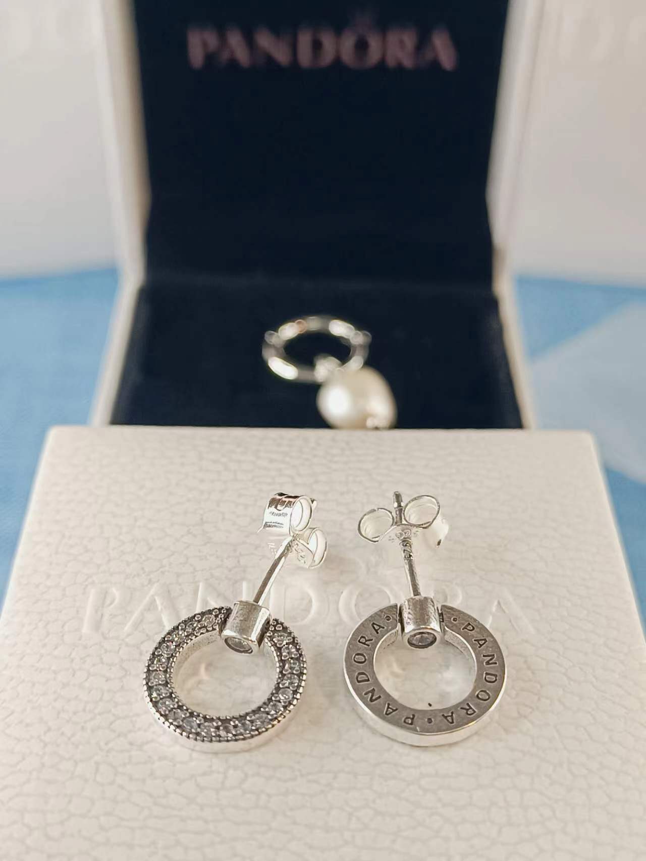 Pavé & Logo Circle Reversible Stud Earrings