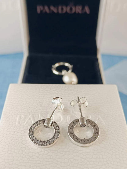 Pavé & Logo Circle Reversible Stud Earrings