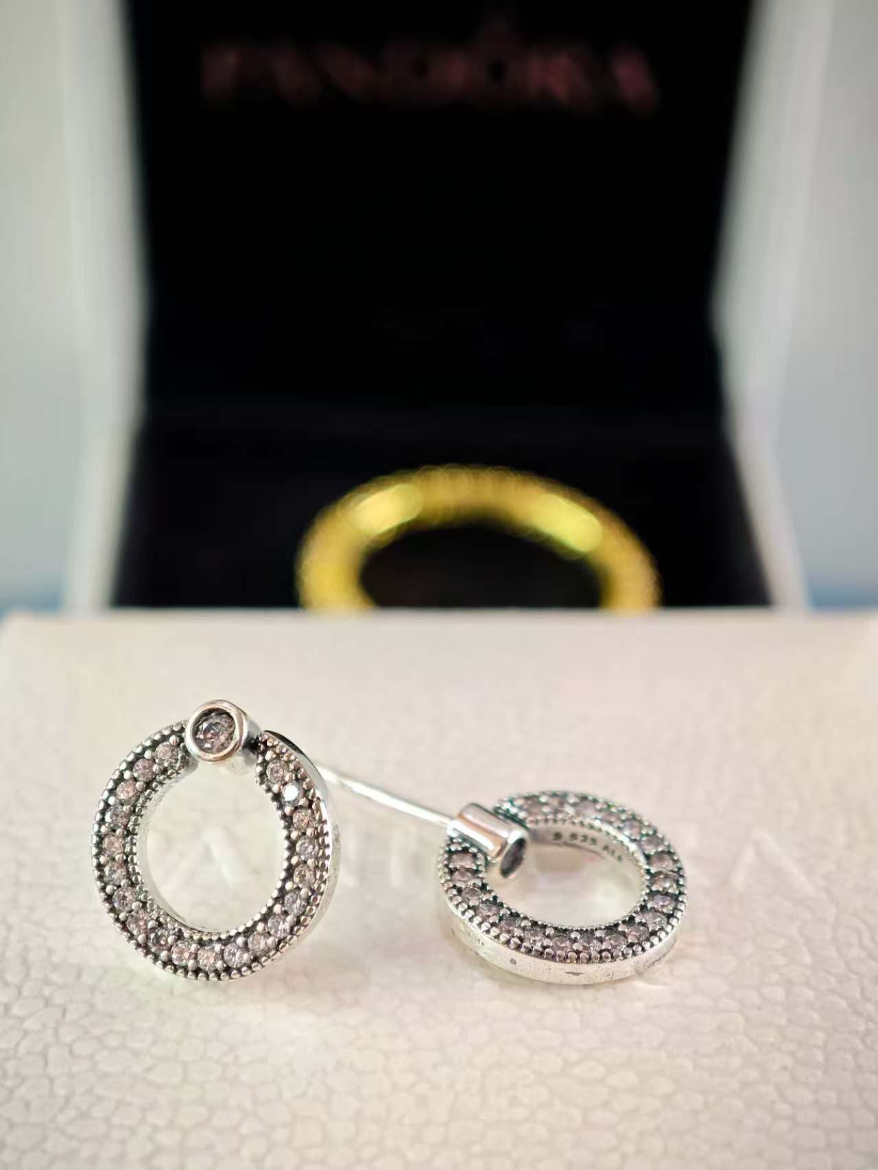 Pavé & Logo Circle Reversible Stud Earrings