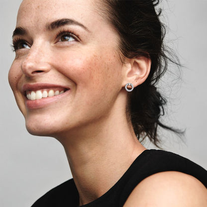 Pavé & Logo Circle Reversible Stud Earrings