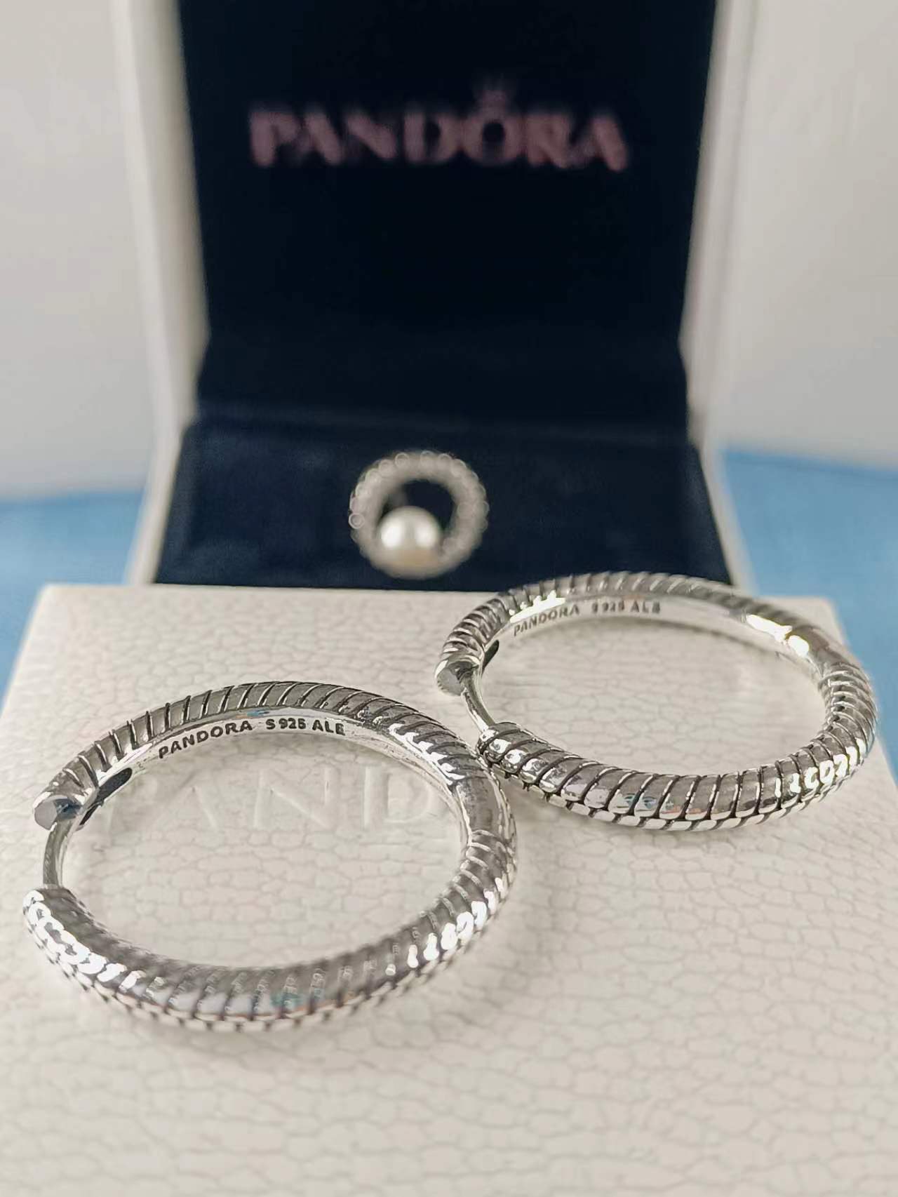 Moments Charm Hoop Earrings Sterling silver