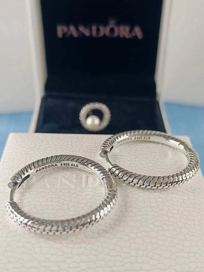 Moments Charm Hoop Earrings Sterling silver
