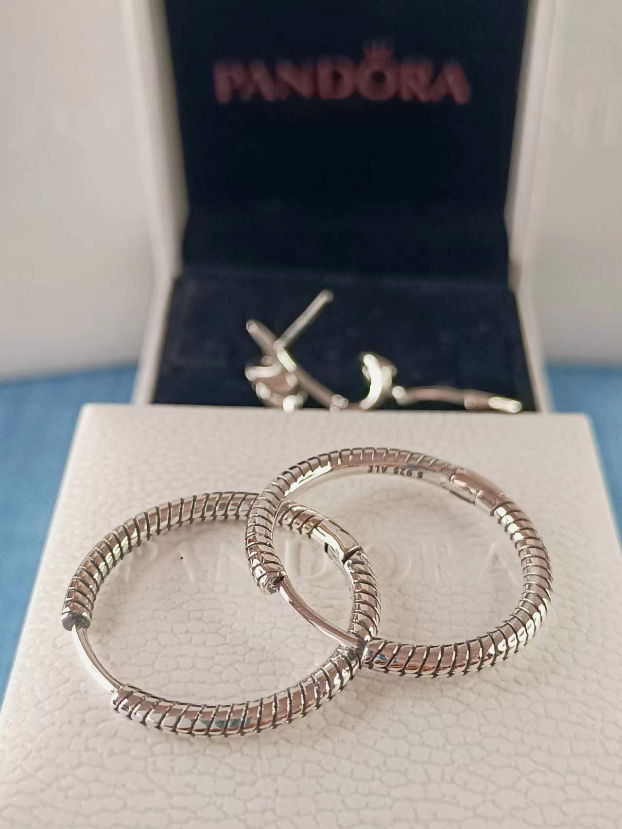Moments Charm Hoop Earrings Sterling silver