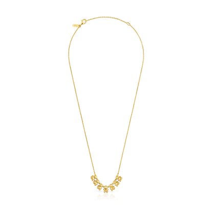 Bold Bear short Necklace with gold plating over silver and charm