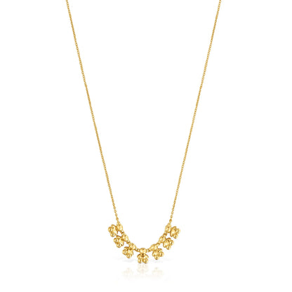 Bold Bear short Necklace with gold plating over silver and charm