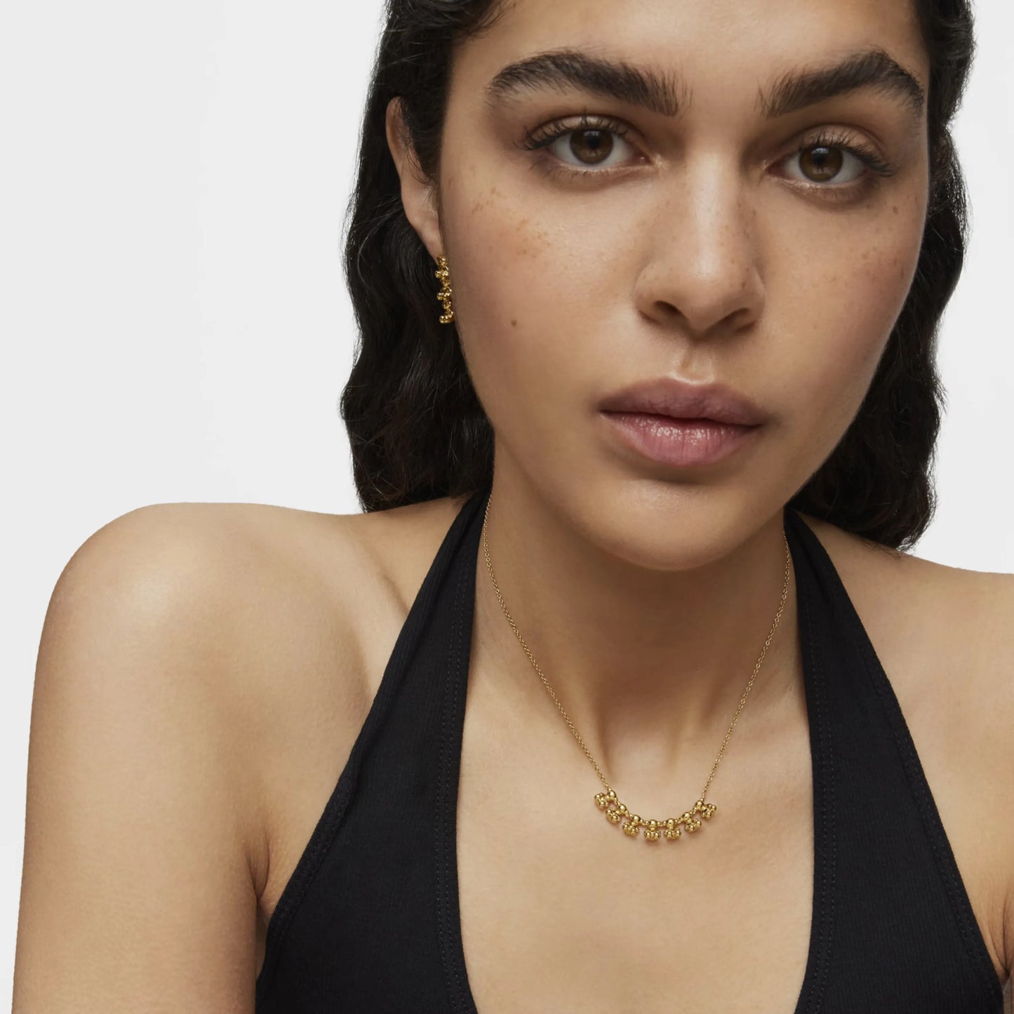 Bold Bear short Necklace with gold plating over silver and charm