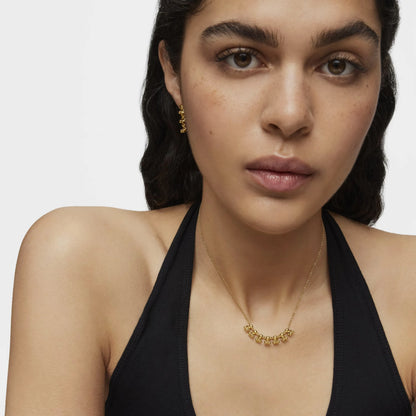 Bold Bear short Necklace with gold plating over silver and charm