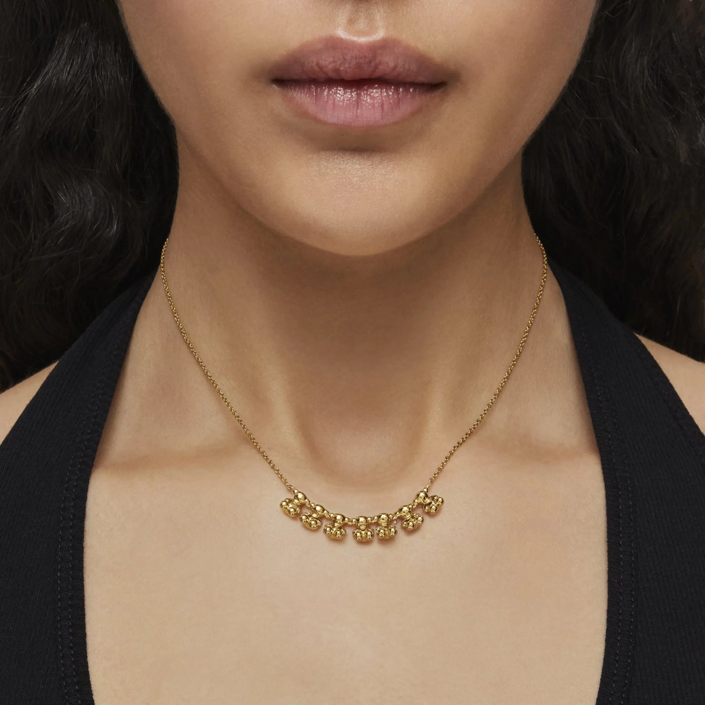 Bold Bear short Necklace with gold plating over silver and charm