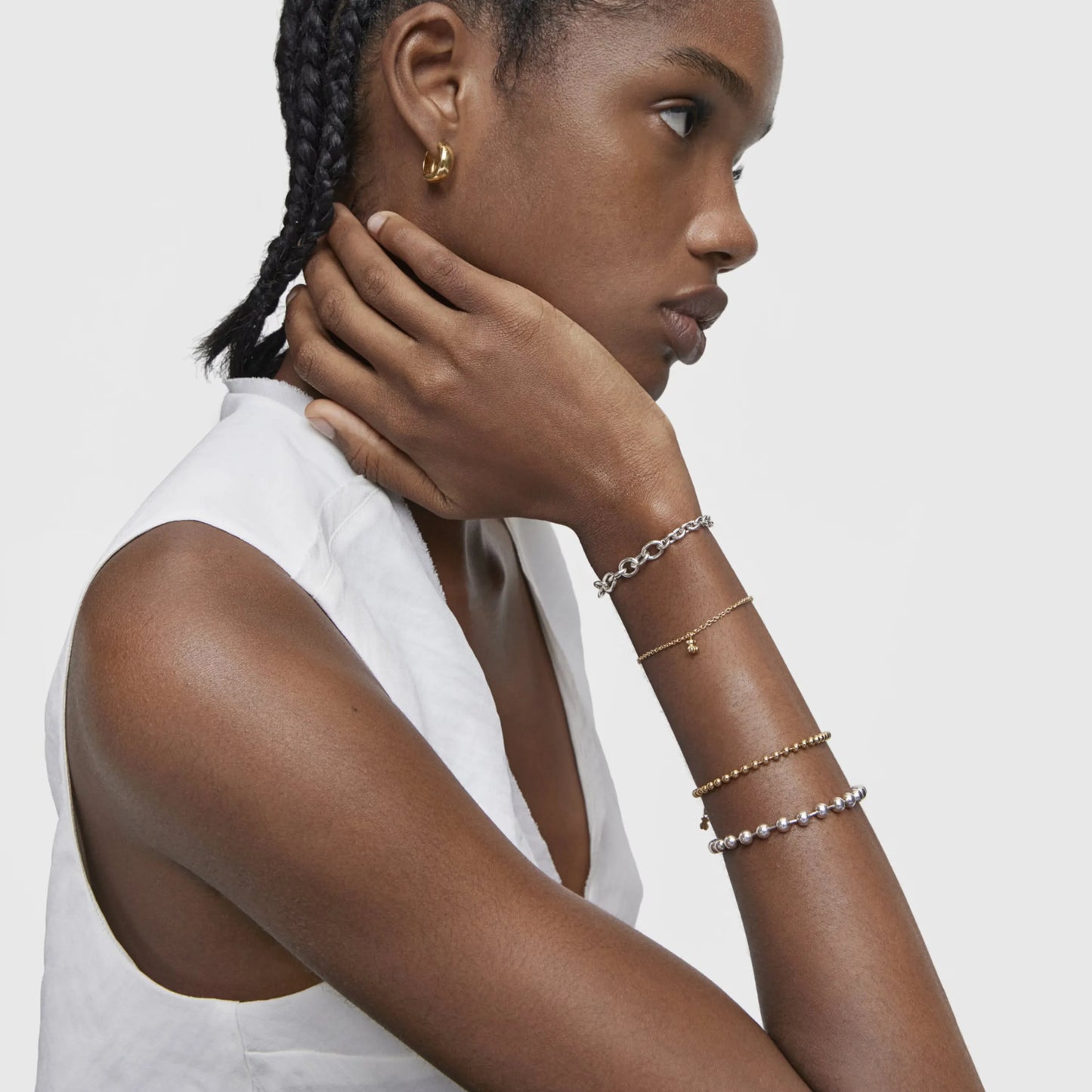 Chain Bracelet with gold plating over silver and round rings Bold Bear