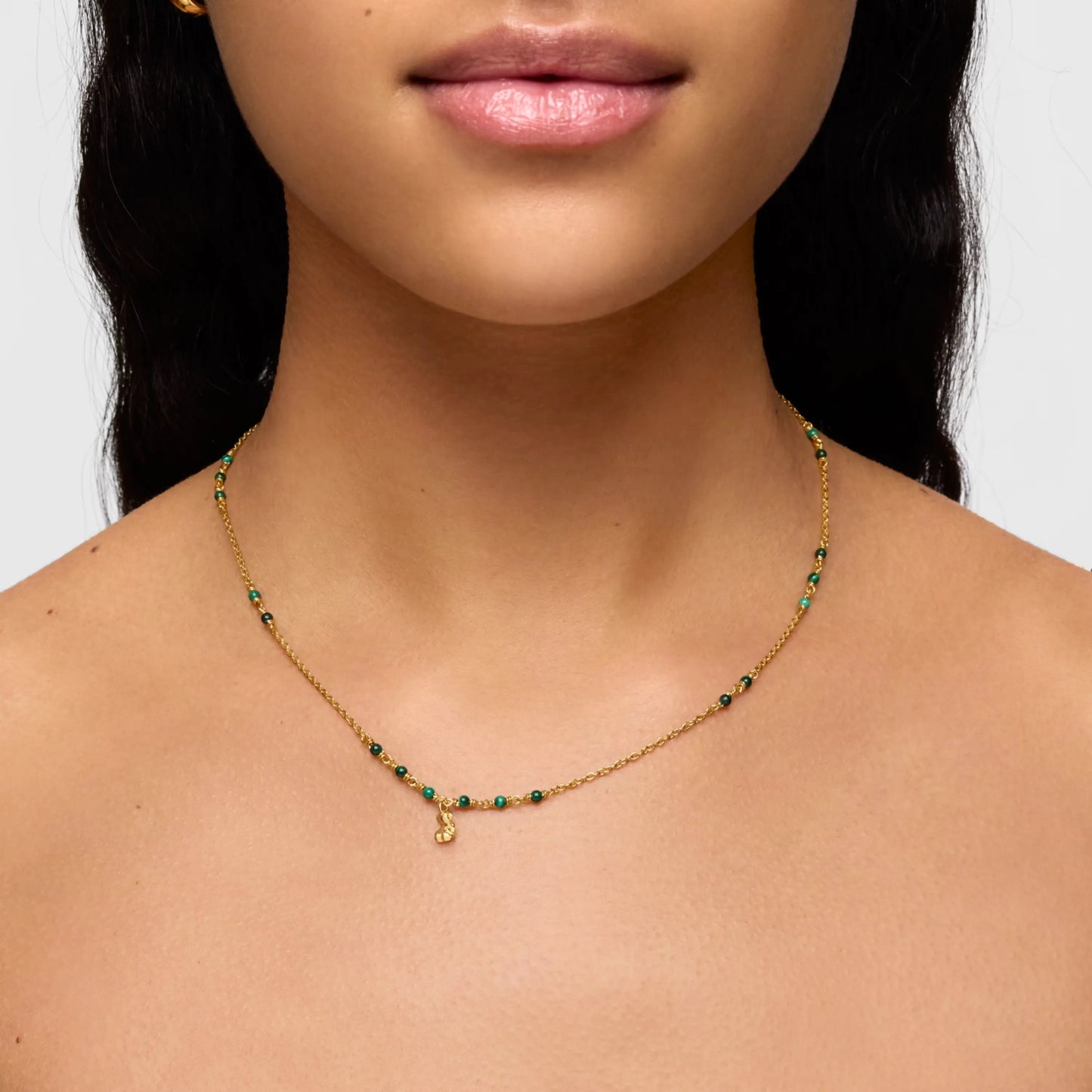 Silver vermeil and malachite Necklace Bold Bear