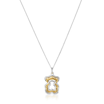 Triple two-tone Bickie bear necklace
