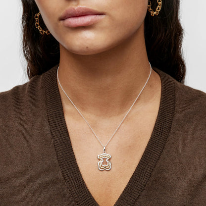 Triple two-tone Bickie bear necklace