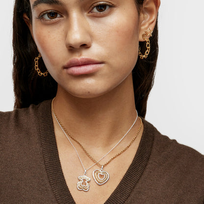 Triple two-tone Bickie bear necklace