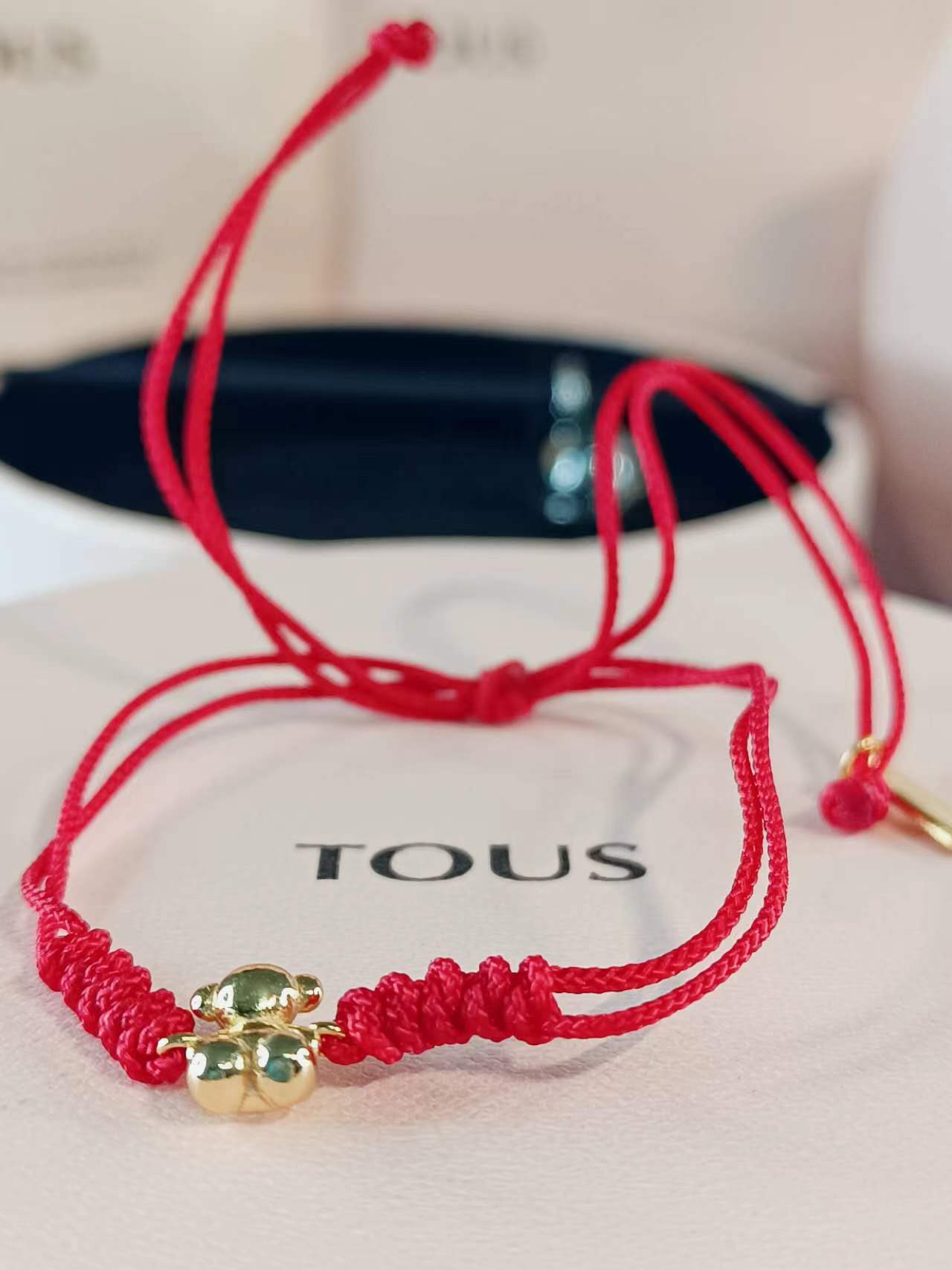 Red nylon and gold bear Bracelet Bold Bear
