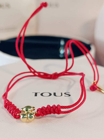 Red nylon and gold bear Bracelet Bold Bear