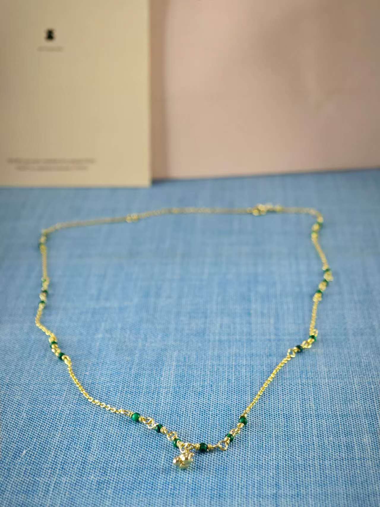 Silver vermeil and malachite Necklace Bold Bear