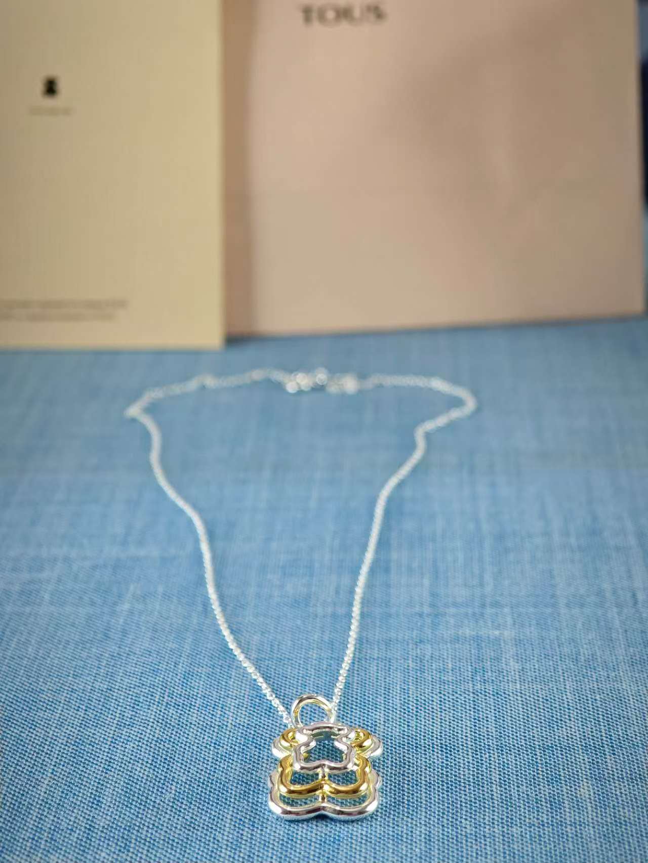 Triple two-tone Bickie bear necklace